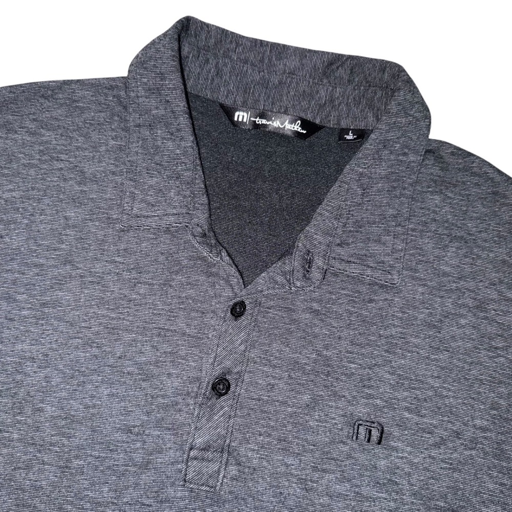 Travis Mathew‎ Mens Polo Shirt Size L Gray Heathered Short Sleeve Golf Casual